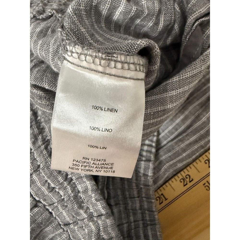 Ellen Tracy Women's Grey Striped Linen Pants S Old Money Coastal Beach Preppy - Picture 9 of 10